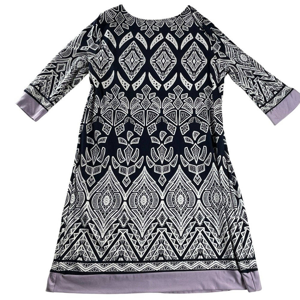 Croft & Barrow Geometric Shift Dress XXL Stretch Knit 3/4 Sleeve Boho Casual - Picture 1 of 7